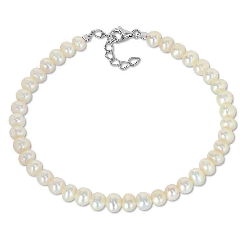 Miadora 4.5-5mm Cultured Freshwater Pearl Bracelet Sterling Silver Clasp