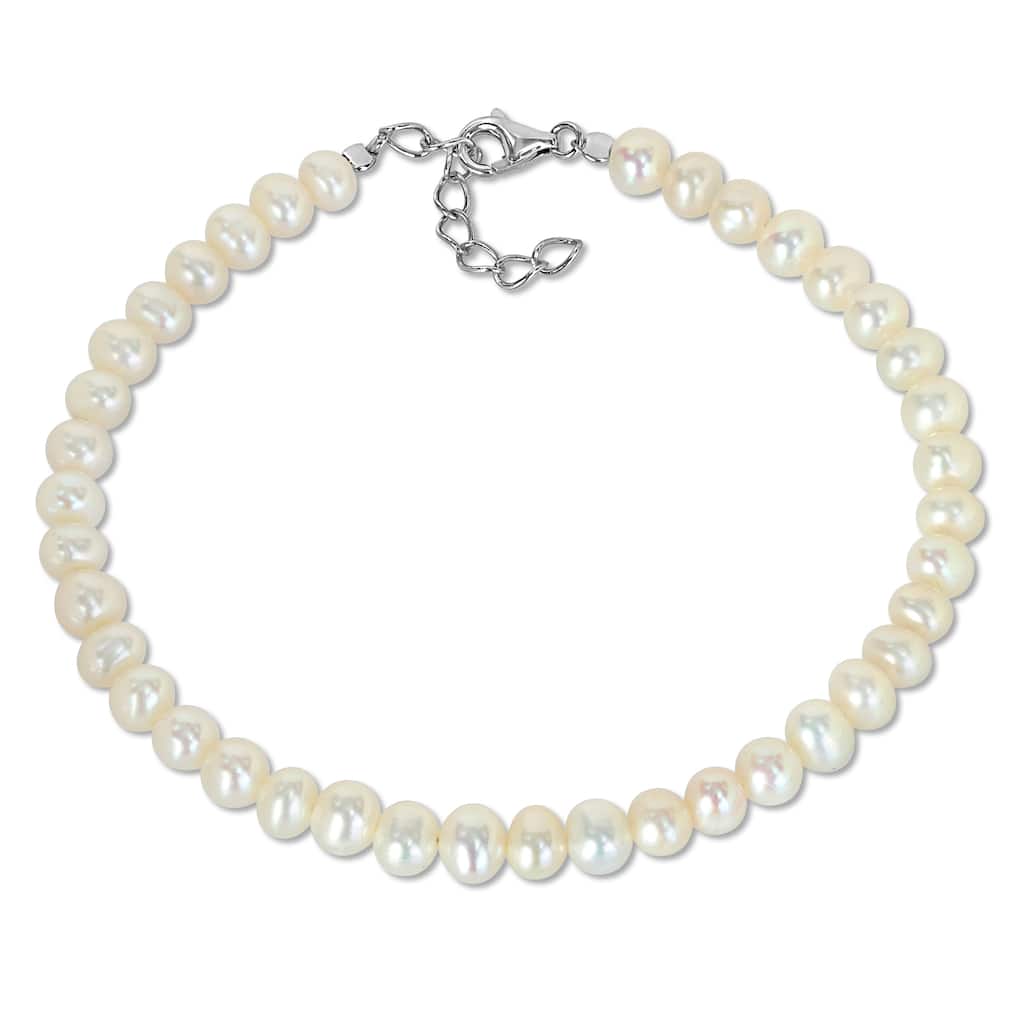 Miadora 4.5-5mm Cultured Freshwater Pearl Bracelet Sterling Silver Clasp