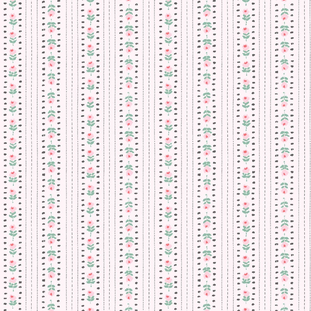 Cath Kidston Rose Ticking Stripe Pink Wallpaper