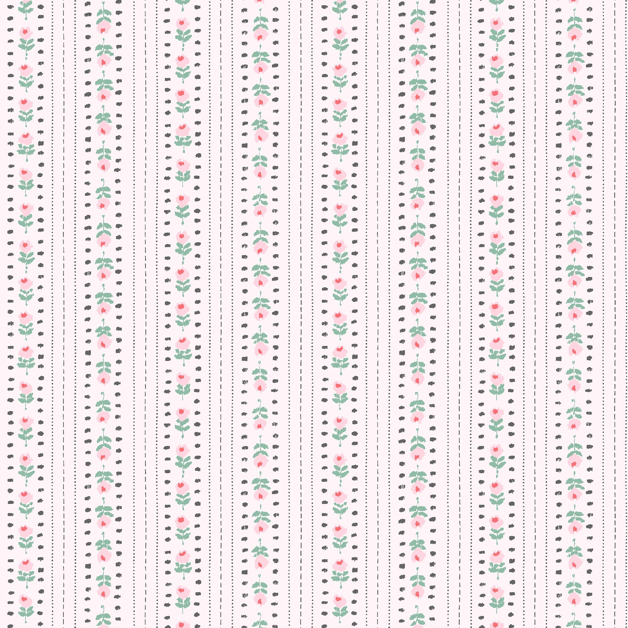 Cath Kidston Rose Ticking Stripe Pink Wallpaper