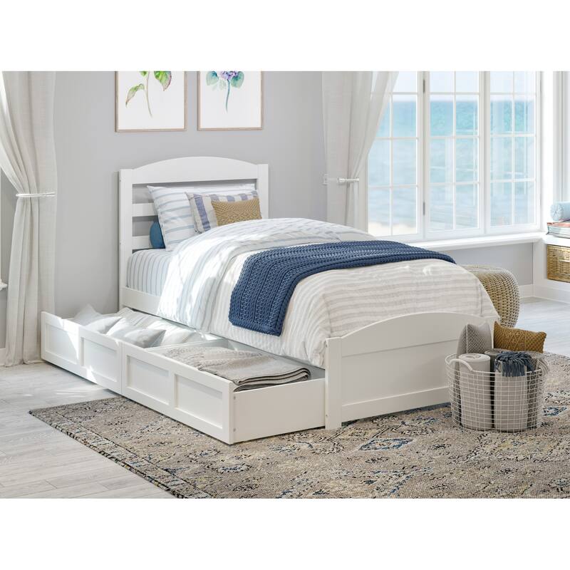 Warren Platform Bed with Footboard and 2 Storage Drawers - White - Twin