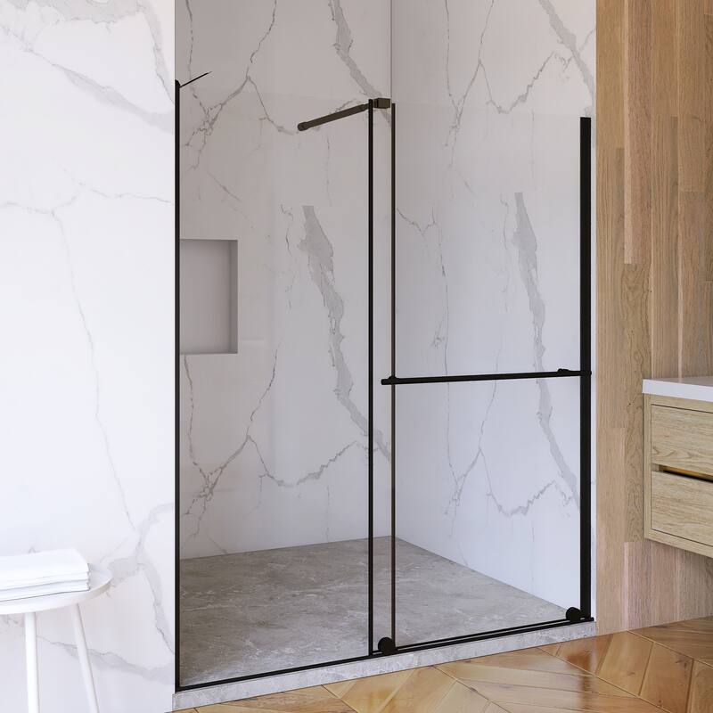 60'' x 72'' Single Sliding Shower Door in Matte Black - 60'' x 0.25'' x 72''
