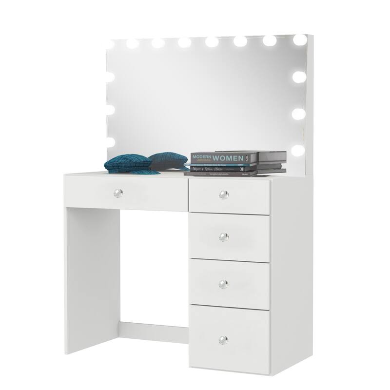 Boahaus Saranya Dressing Table, Light Bulbs, White