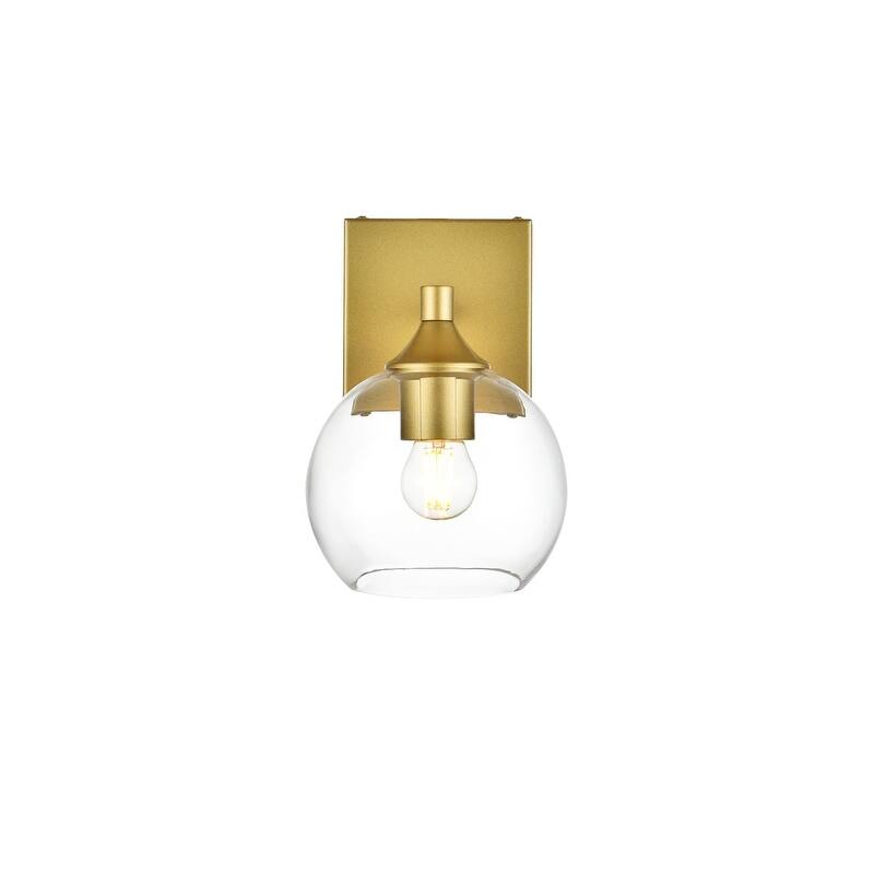 Felz 1 Light Black and Clear Bath Sconce - 6 - Brass