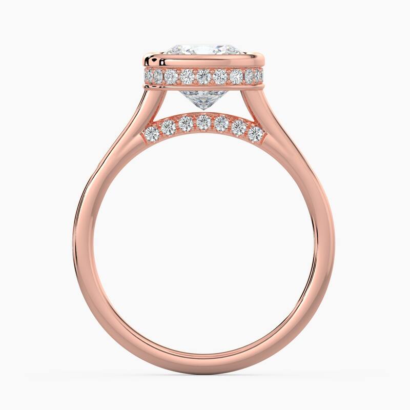 Auriya 14k Gold Lab Grown Cushion Diamond Bezel Unique Hidden Halo Engagement Ring 1.00 to 5.00 ct. tw. (F-G, VS)