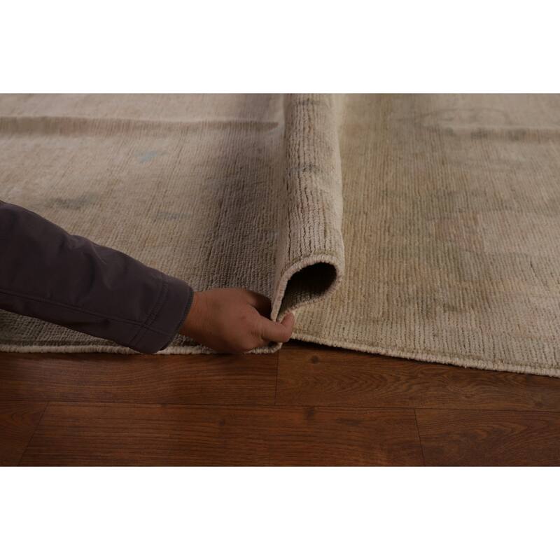 Vegetable Dye Oushak Area Rug Handmade Floral Wool Carpet - 9'2" x 12'2"