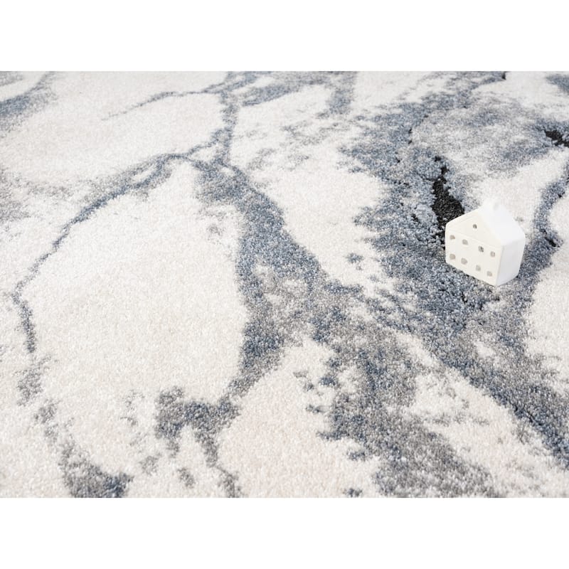 Paris Collection Abstract Cream/Blue Rug