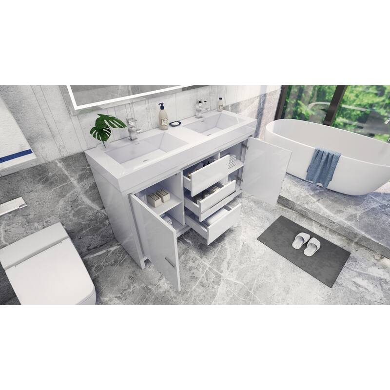 Dove 60'' Freestanding Vanity with Double Reinforced Acrylic Sink