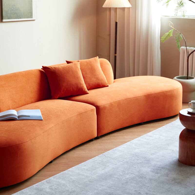 132.3 inch Large Size Elegant Half Moon Design Curved 6-Seat Sofa with High-Density Foam Filled