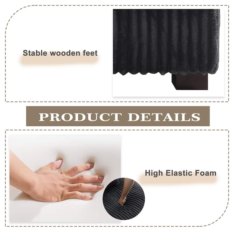 Anne 150" W Upholstered Plush Corduroy Modular Sectional Sofa