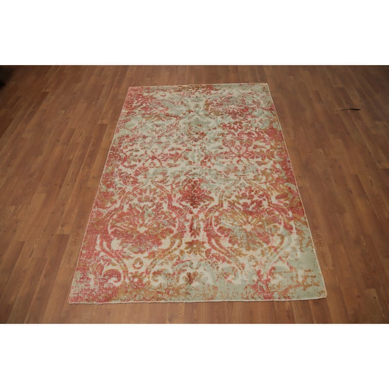 Hand Knotted Oriental Viscose Silk Carpet Modern Abstract Coral Abstract Area Rug - 6' 3'' X 4' 1''