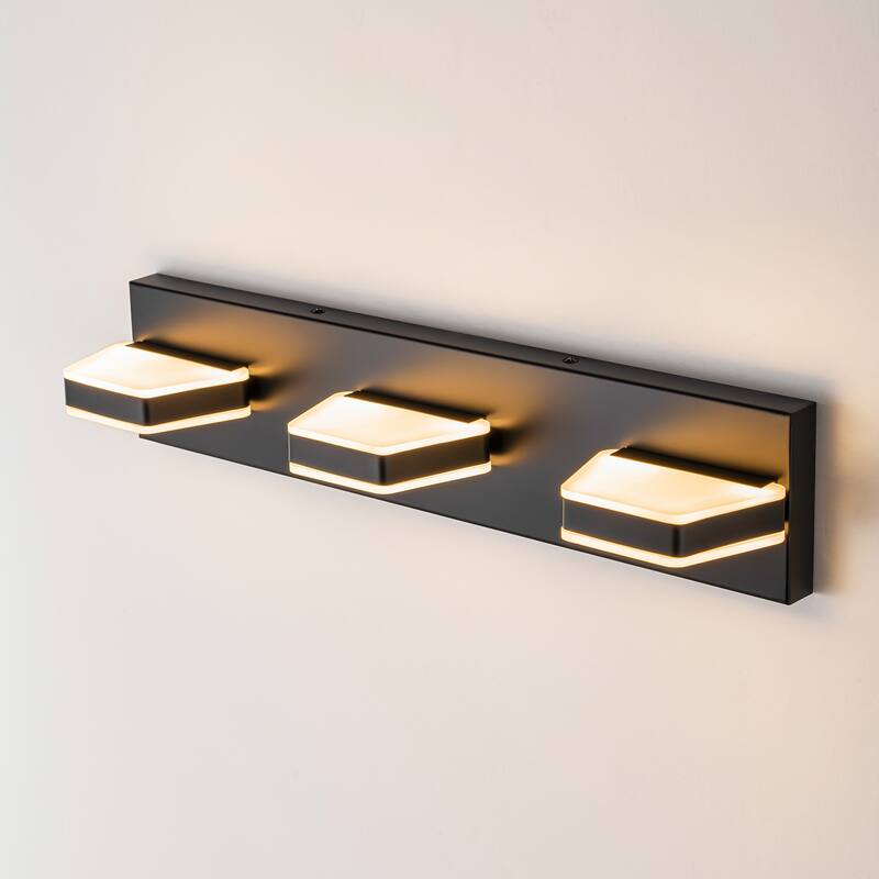 3-Light Modern Rectangular Dimmable LED Bathroom Vanity Light