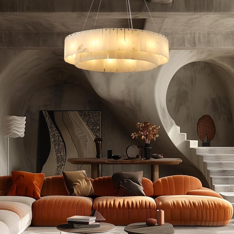 KAYLA Natural Alabaster Chandelier, Adjustable Modern Chandelier.