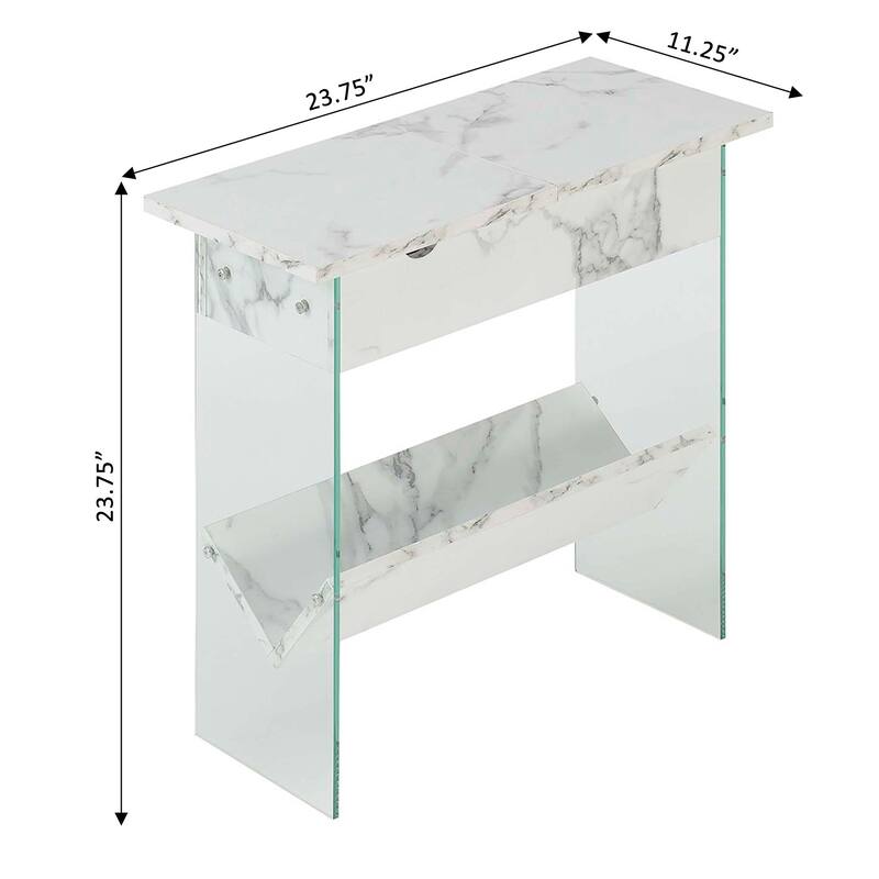 Convenience Concepts SoHo Glass Flip Top End Table with Charging Station and Shelf