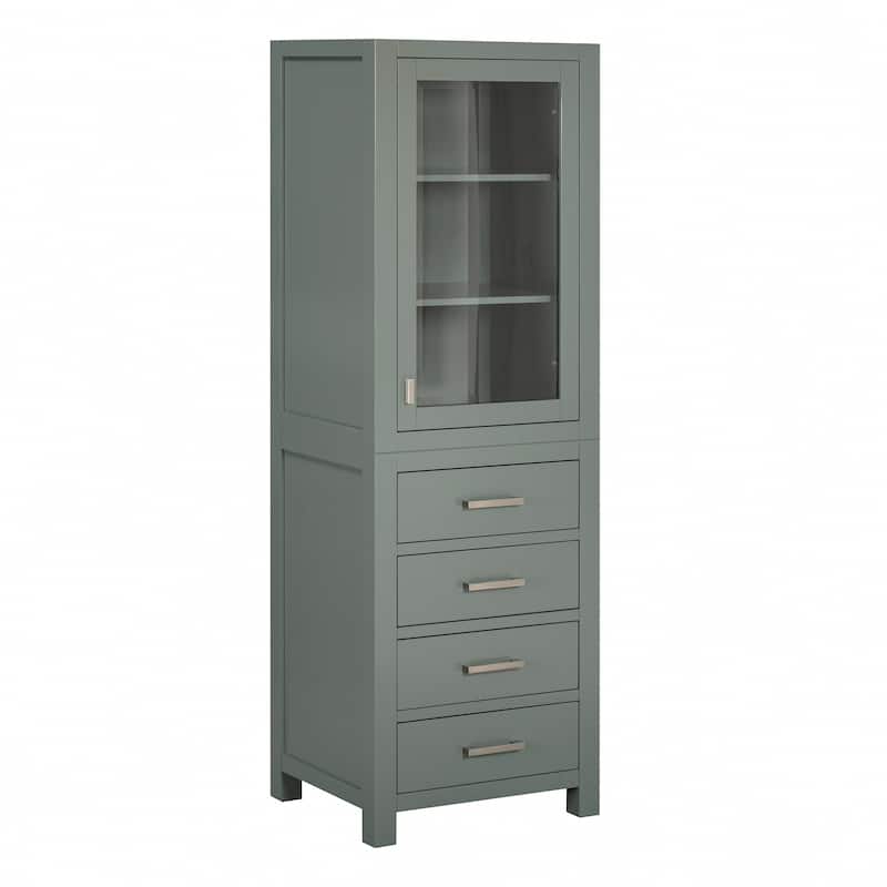 Avanity Modero 24 in. Freestanding Linen Tower with Leveling Feet - 24"W x 19.9"D x 71.3"H - Smoke Green