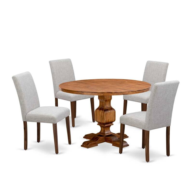 HomeStock 5-Piece Natural Oak Finish Solid Wood Top Dining Table with 4 Parson Chair