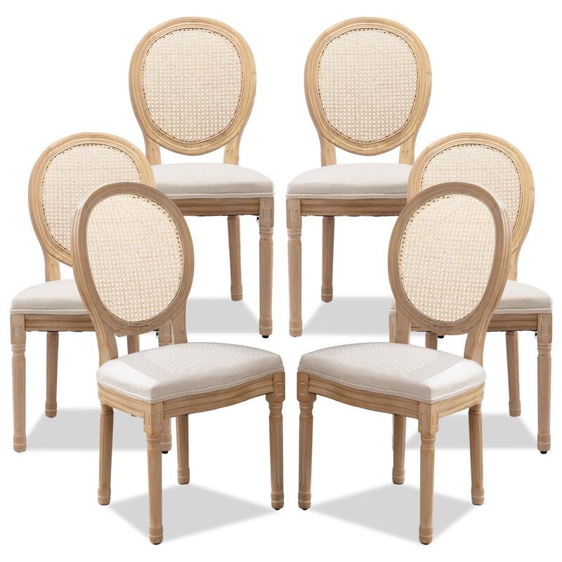 Upholstered French Style Nailhead Dining Chairs(Set of 6)