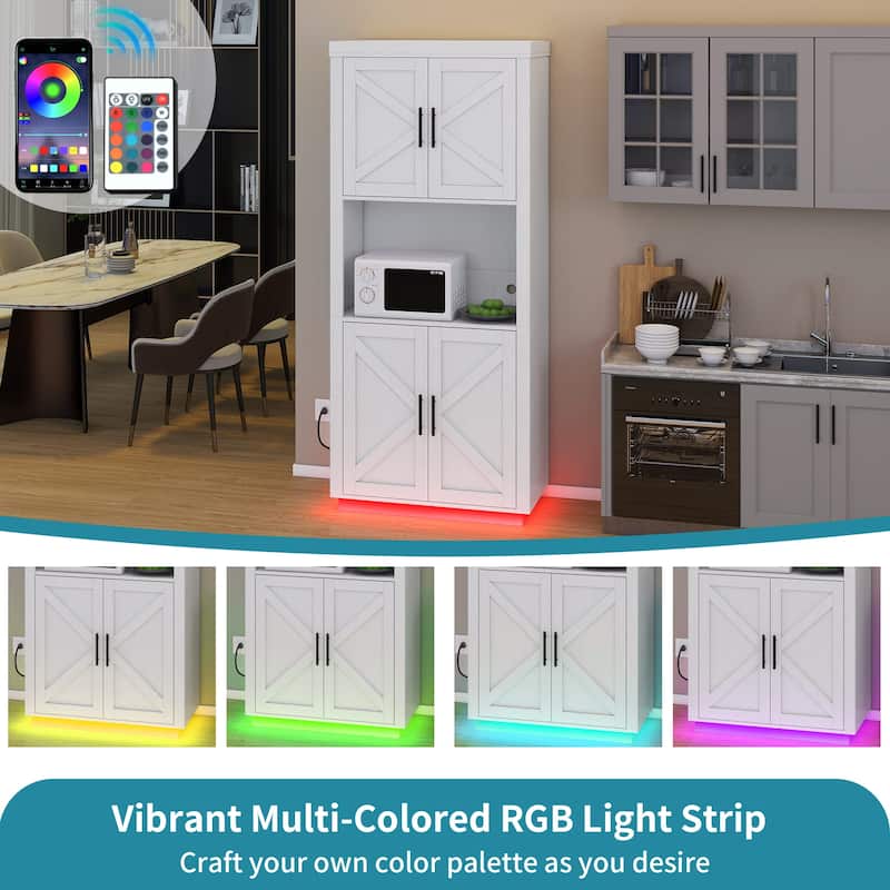 Kitchen Food Pantry Storage Cabinet with 4 Doors