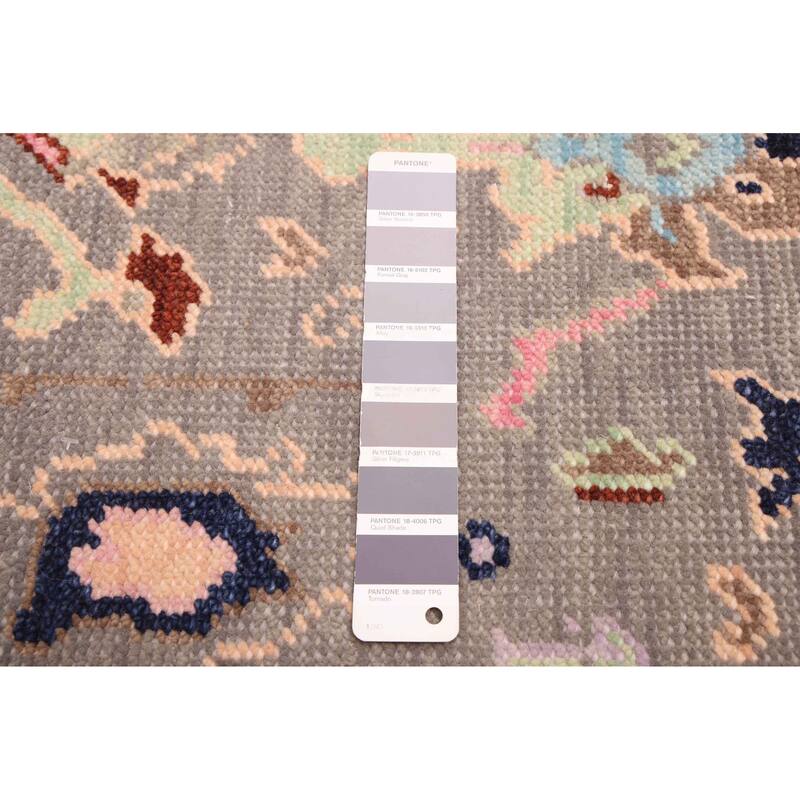 ECARPETGALLERY Hand-knotted Modern Oushak Dark Grey Wool Rug - 3'0 x 4'11