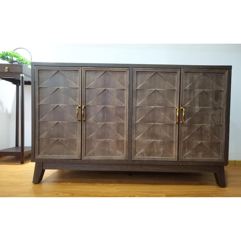 Sideboard Cabinet with 4 Doors, Accent Storage Cabinet with Adjustabel Shelves, Console Table with Solid Wood Legs