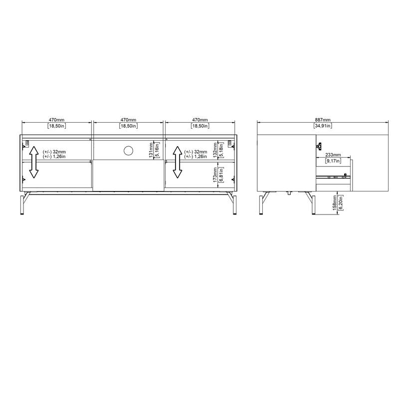 Carson Carrington Bergen TV Stand with 2 doors and 1 drawer, Catania Oak / Matte Black
