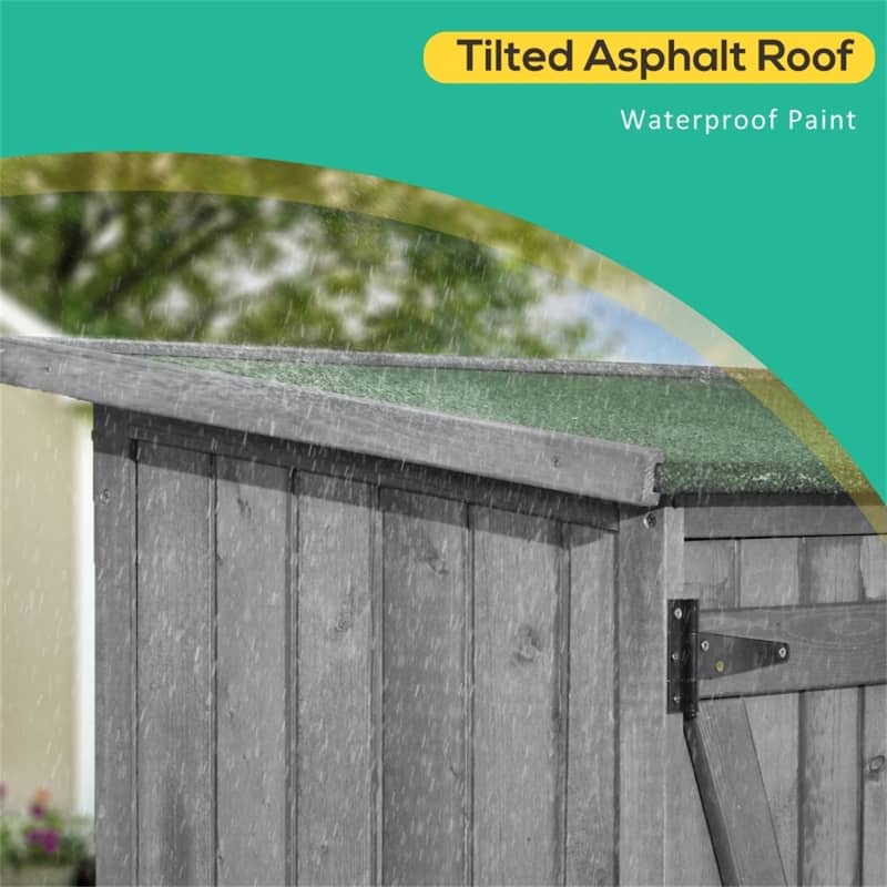 Outdoor Garden Storage Shed with Fir Wood, Double Lock Doors - 55" L x 19.75" D x 63.75" H