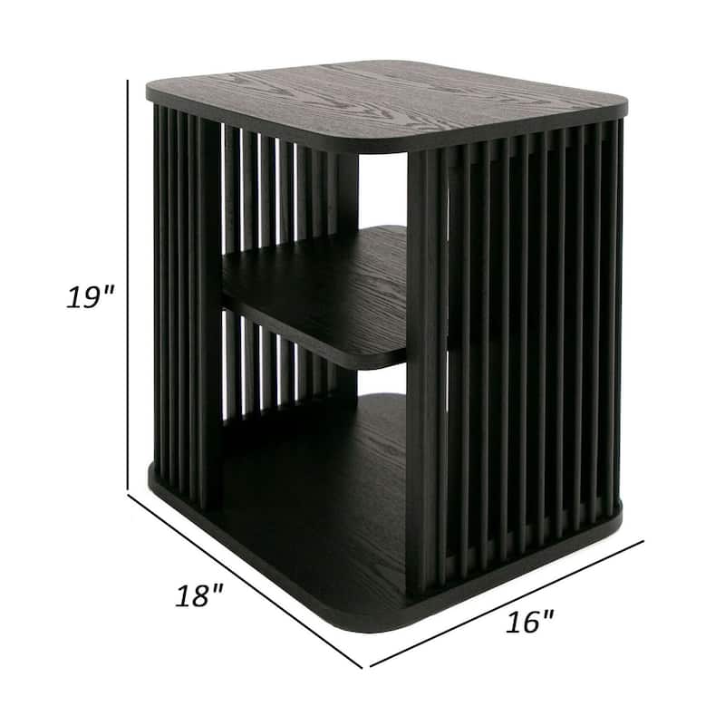 18 in. Black Rectangle Wood End Table, Sturdy Build End Side Table for Living Rooms