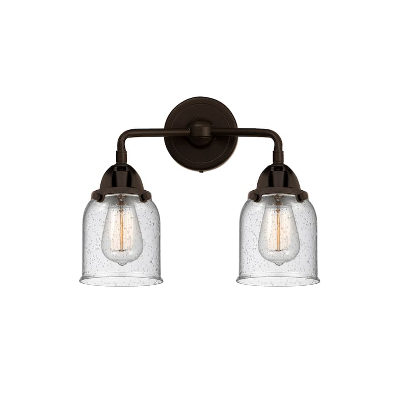 Innovations Lighting Nouveau 2 Bell - 2 Light 13" Bath Vanity Light - Oil Rubbed Bronze/Seedy