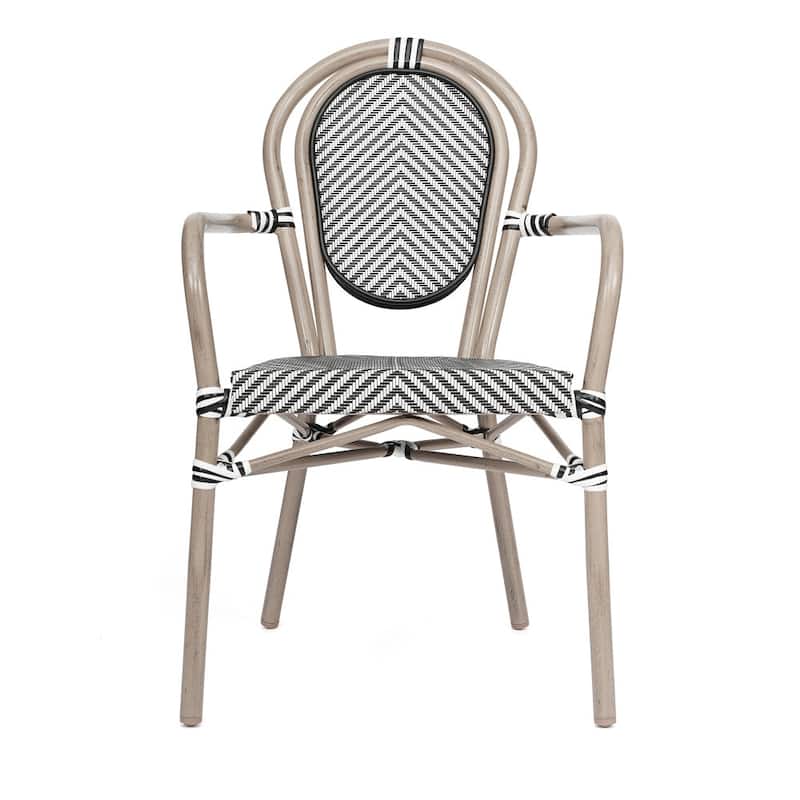2 Pack All-Weather Commercial Paris Chairs with Arms and metal Frames