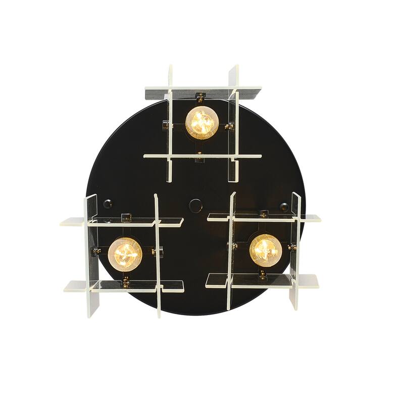 3 - Light Black Flush Mount Ceiling Light with Clear Square Shades - Matte Black