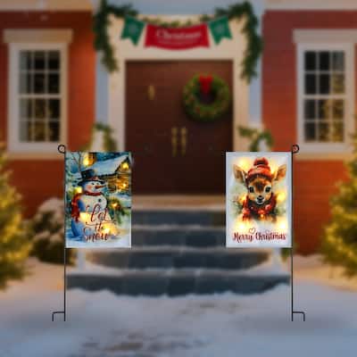 Solar Christmas Garden Flag with Lights, 12x18