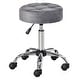Thumbnail 2, HOMCOM Round Vanity Stool with Height Adjustable Lift, Luxury Style Upholstery and Swivel Seat and Wheels - 13.75"x13.75"x24". Changes active main hero.