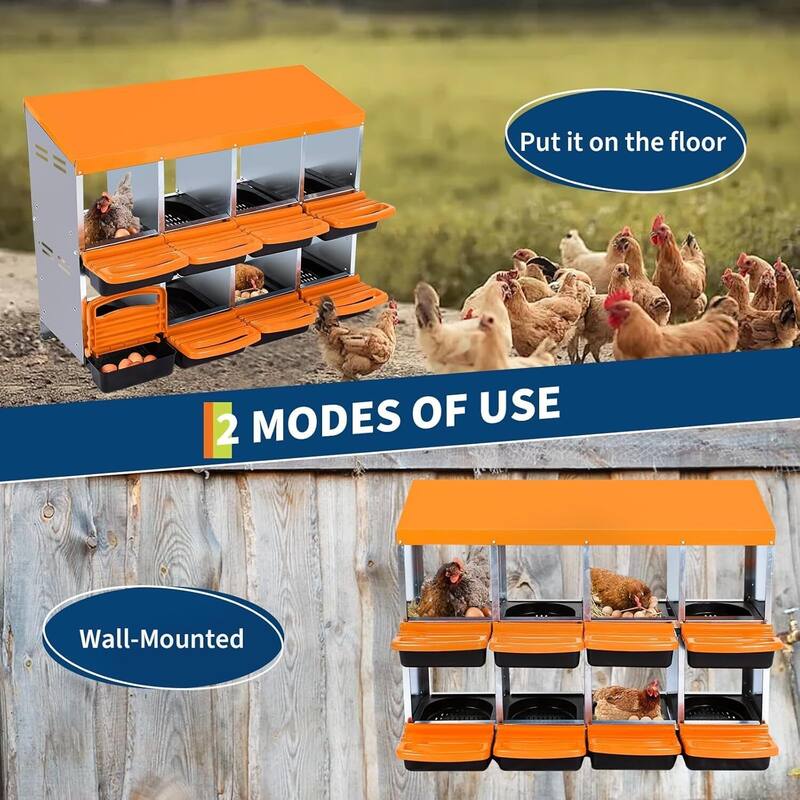 8-Hole Metal Chicken Nesting Box or Easy Cleaning