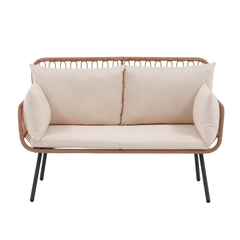 Outdoor 4 Piece Metal Patio Conversation Furniture Set Sofa