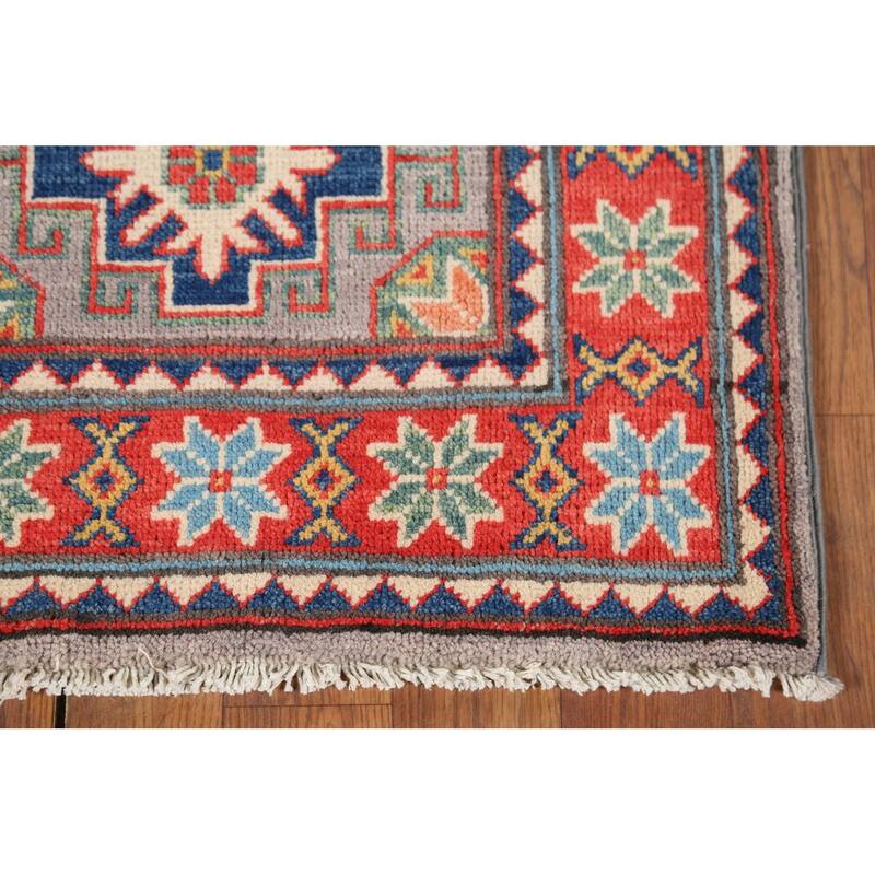Geometric Kazak Oriental Accent Rug Handmade Wool Carpet - 2'0"x 3'1"