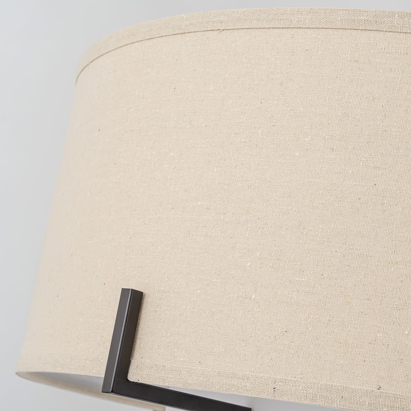 4-Light Farmhouse Modern Oil-Rubbed Bronze Fabric Drum Pendant Light - 25 in. W x 22.6 in. H