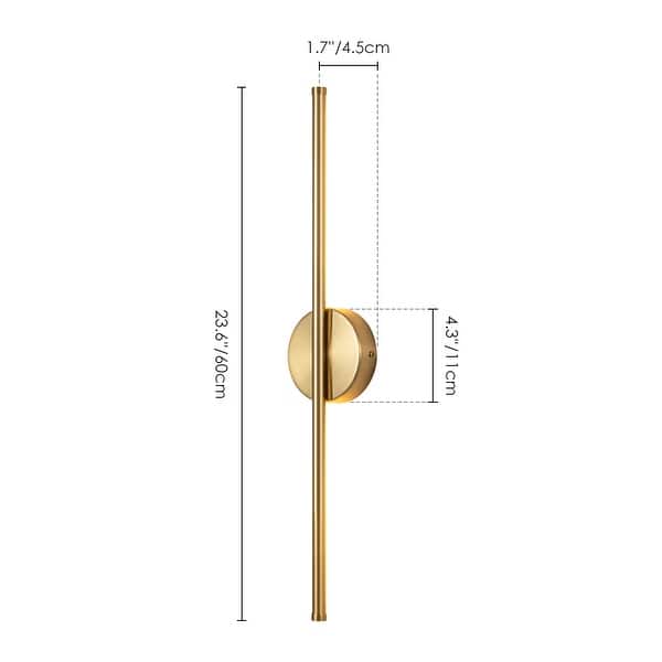 dimension image slide 1 of 13, 1-Light Black/ Gold/ Nickel Modern Long Linear Strip Wall Sconce Dimmable LED Bathroom Vanity Light