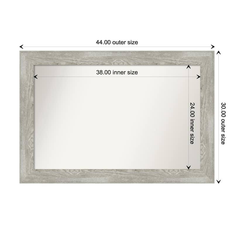 Dove Greywash Framed Non-Beveled Custom Wall Mirror, Bathroom Vanity Mirror - Outer Size: 44 x 30
