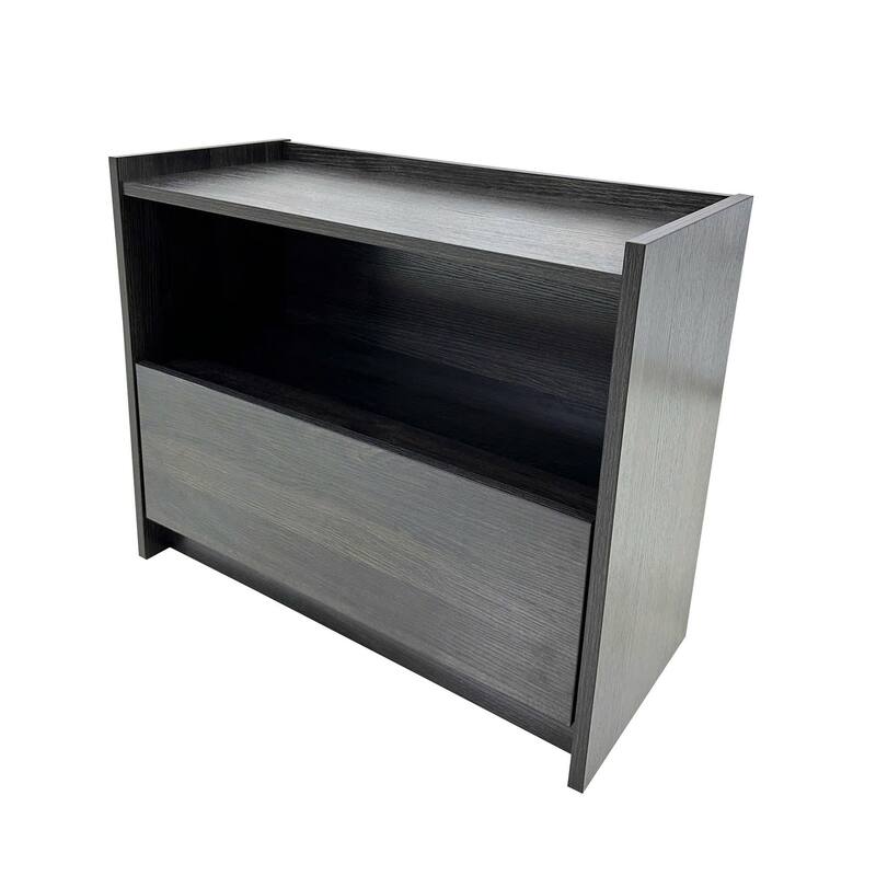 Compact Dark Gray Nightstand with Smooth-Glide Drawer - Gray