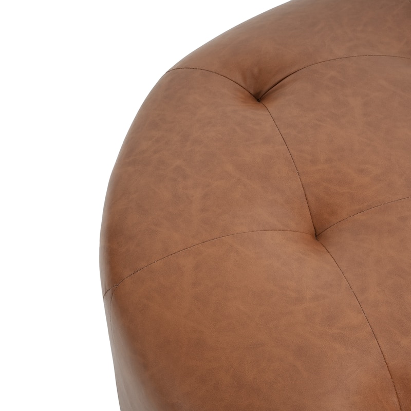 Christopher Knight Home PU Leather Button Tufted Round Ottoman