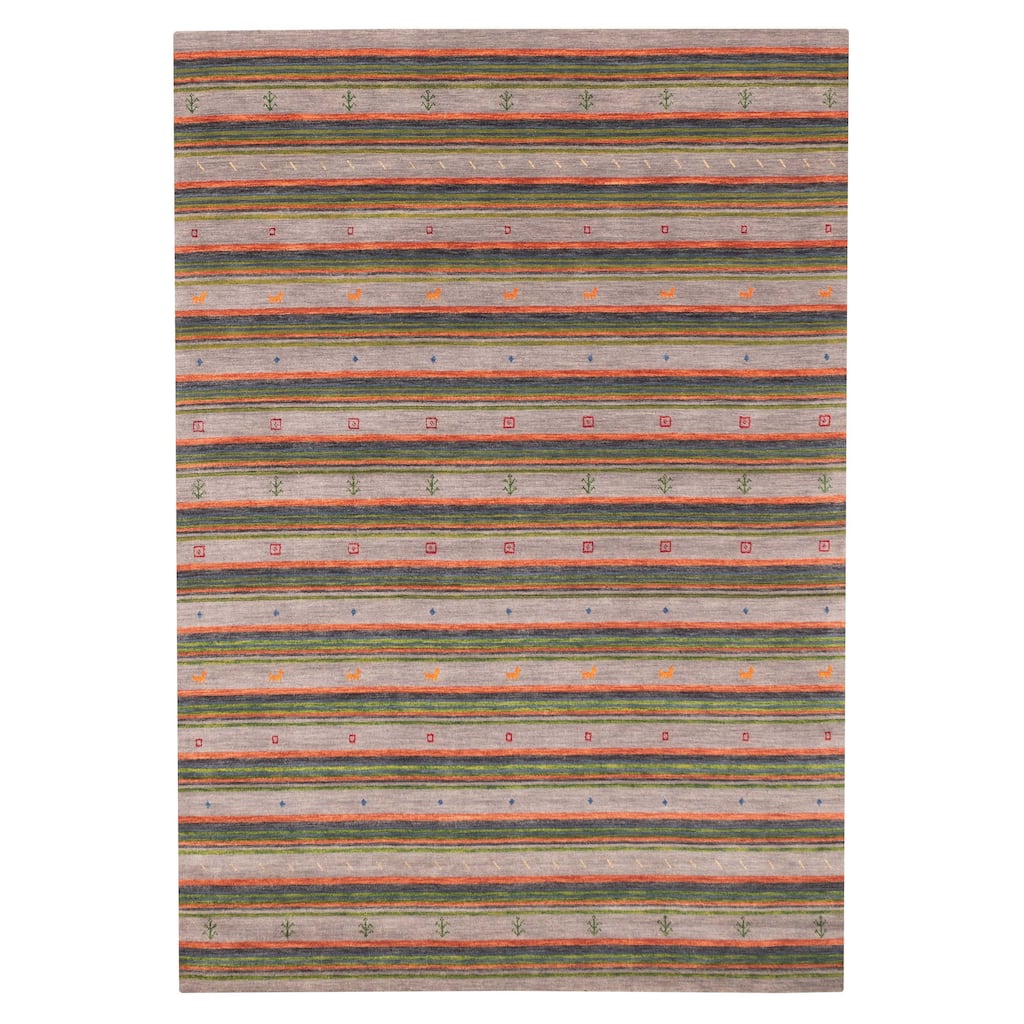 ECARPETGALLERY Hand Loomed Kashkuli Gabbeh Grey Wool Rug - 6'9 x 9'9