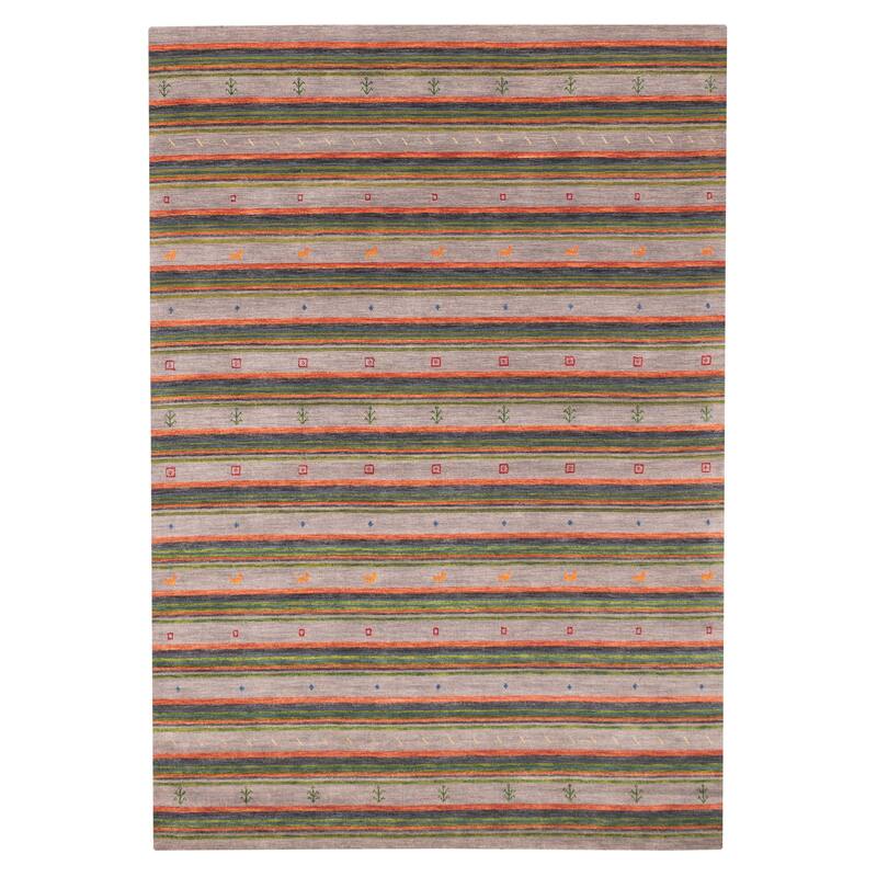 ECARPETGALLERY Hand Loomed Kashkuli Gabbeh Grey Wool Rug - 6'9 x 9'9