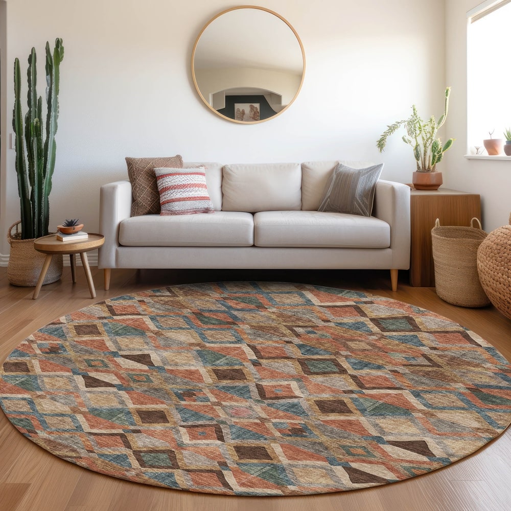 Machine Washable Indoor/ Outdoor Boho Modern Chantille Rug