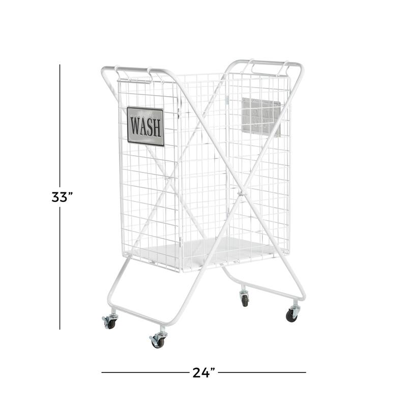 White Metal Farmhouse Storage Cart 32 x 16 x 23 - 16 x 23 x 32