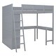 preview thumbnail 8 of 33, Full Size Grey Loft Bed with Desk, Shelf, and Storage - Solid Pine Wood