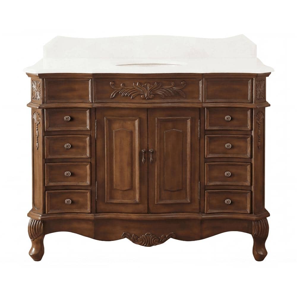 Morton 42 Inch Antique Style Light Brown Single Sink Bathroom Vanity