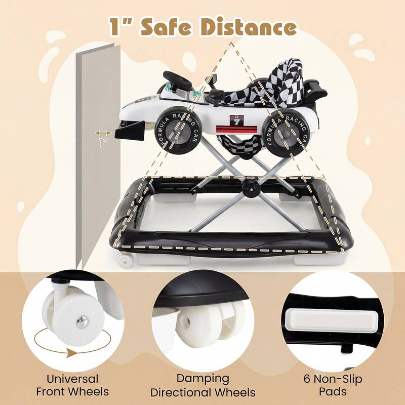 Gymax 4-in-1 Baby Push Walker Activity Center w/3-Level Adjustable