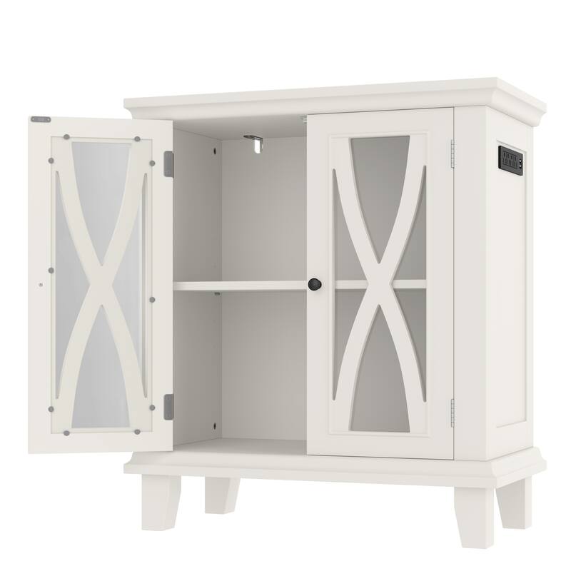 Anmytek Farmhouse 10-20 Gallon Aquarium Tank Stand with Power Outlets, Adjustable Shelves and Storage Cabinet