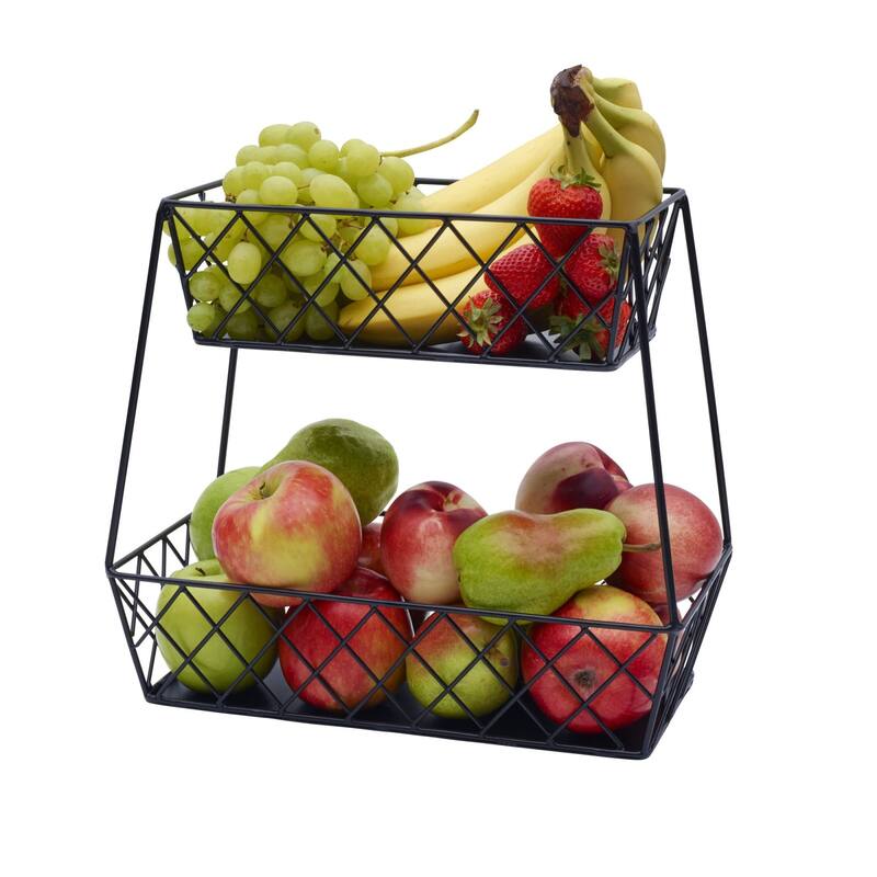 Gourmet Basics by Mikasa Lattice Farm Storage Basket 2 Tier - 14" x 12.5"