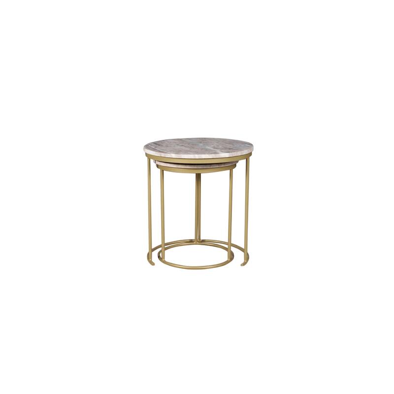 Marble Nesting Coffee Table Set Of 2 With Metal Frame